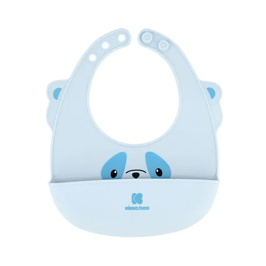 KIKKA BOO Βρεφική Σαλιάρα Σιλικόνης Με Τσέπη Panda Blue (4+ μηνών)