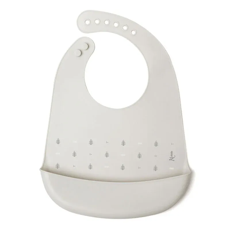 KIOKIDS Βρεφική Σαλιάρα Σιλικόνης Με Τσέπη Petit Moments Grey (4+ μηνών)