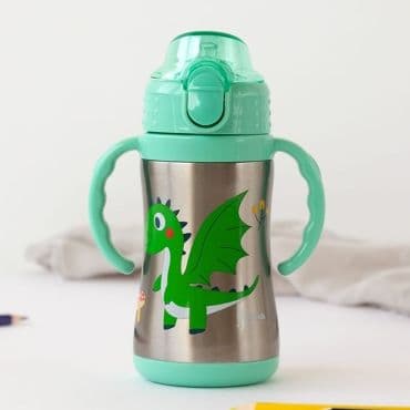 KIOKIDS Ανοξείδωτο Παγούρι Θερμός Με Καλαμάκι 280ml Dragon (6+ μηνών)