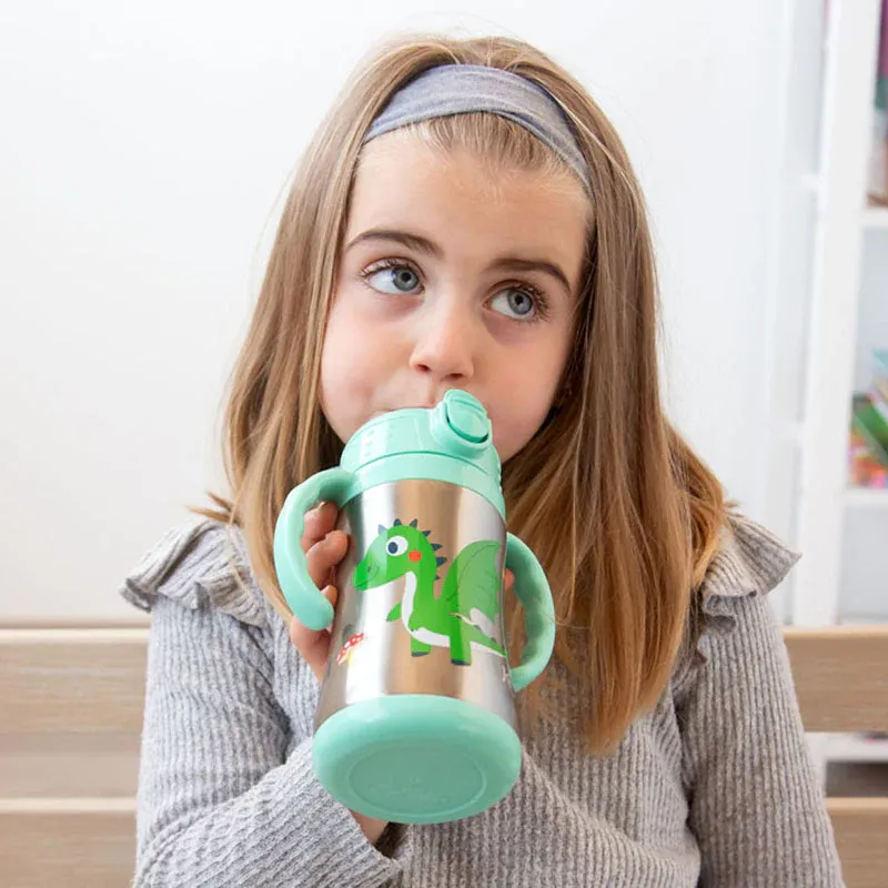 KIOKIDS Ανοξείδωτο Παγούρι Θερμός Με Καλαμάκι 280ml Dragon (6+ μηνών)