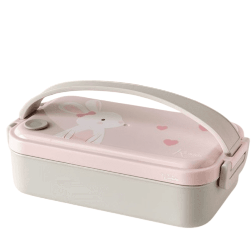 KIOKIDS Ανοξείδωτο Τάπερ Φαγητού Με Αποσπώμενο Ταψάκι Lovely Bunny Pink 550ml
