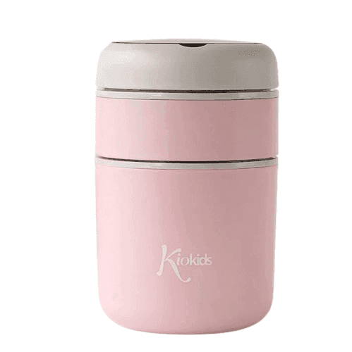 KIOKIDS Ανοξείδωτος Θερμός Φαγητού Για Μωρά Με 2 Θαλάμους & Κουτάλι Ροζ 710ml