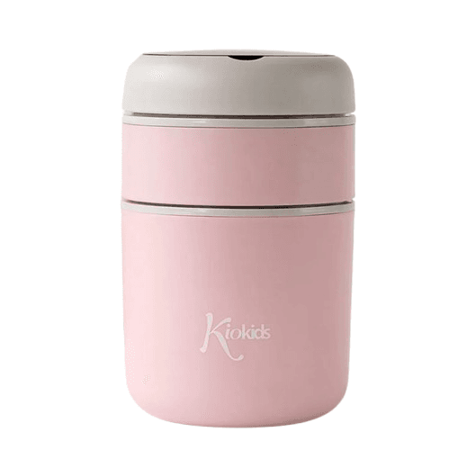 KIOKIDS Ανοξείδωτος Θερμός Φαγητού Για Μωρά Με 2 Θαλάμους & Κουτάλι Ροζ 710ml