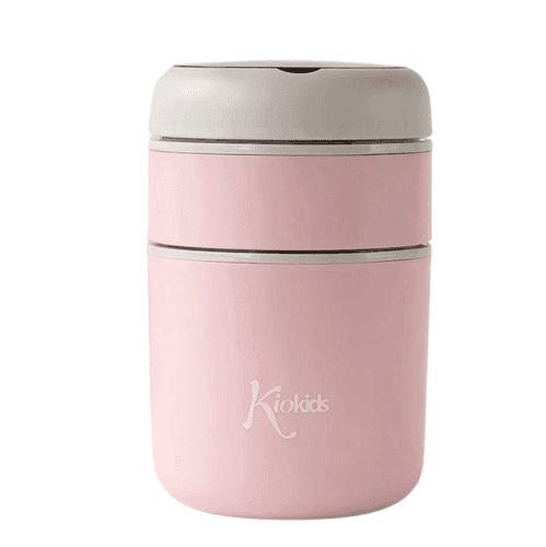 KIOKIDS Ανοξείδωτος Θερμός Φαγητού Για Μωρά Με 2 Θαλάμους & Κουτάλι Ροζ 710ml