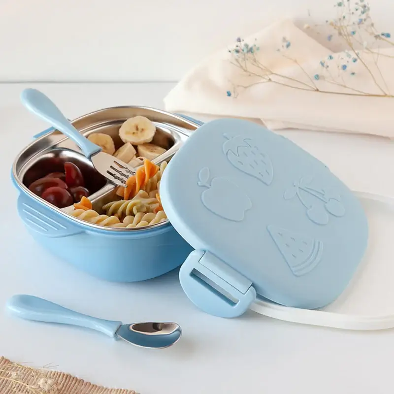 KIOKIDS Ανοξείδωτο Τάπερ Φαγητού Με Χωρίσματα Blue 450ml