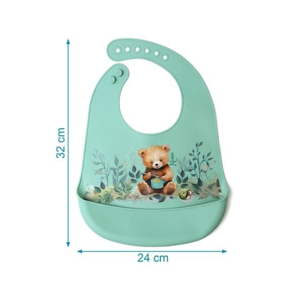 KIOKIDS Βρεφική Σαλιάρα Σιλικόνης Με Τσέπη Little Bear (4+ μηνών)