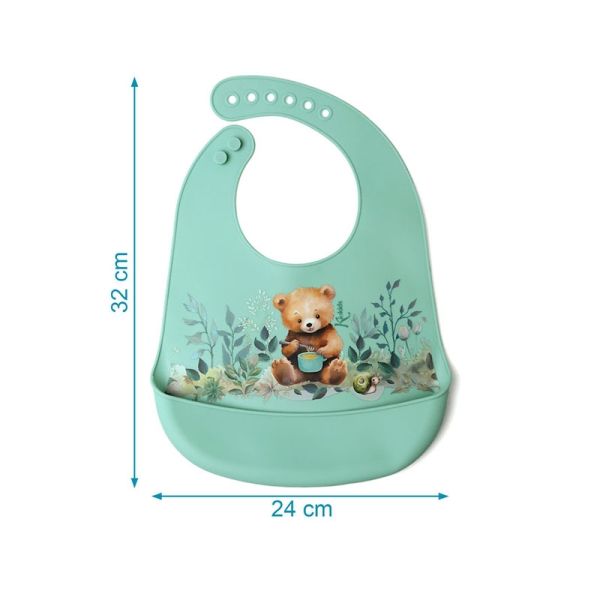 KIOKIDS Βρεφική Σαλιάρα Σιλικόνης Με Τσέπη Little Bear (4+ μηνών)