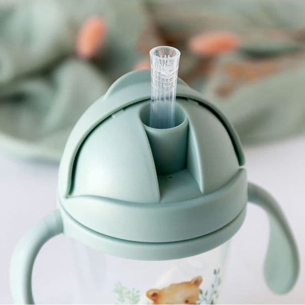 KIOKIDS Εκπαιδευτικό Ποτηράκι Με Καλαμάκι & Βαρίδι Little Bear 300ml (6+ μηνών)