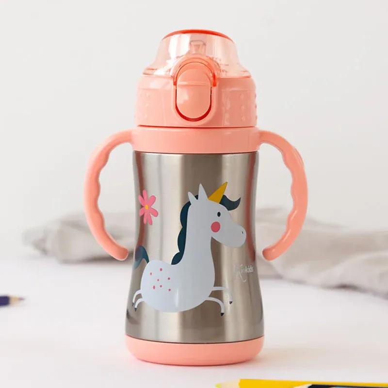 KIOKIDS Ανοξείδωτο Παγούρι Θερμός Με Καλαμάκι 280ml Little Unicorn (6+ μηνών)