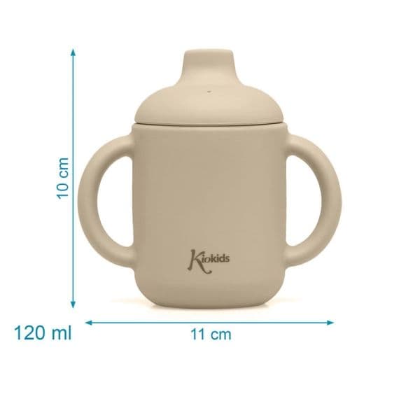 KIOKIDS Ποτήρι Σιλικόνης Με Στόμιο Beige 120ml (4+ μηνών)