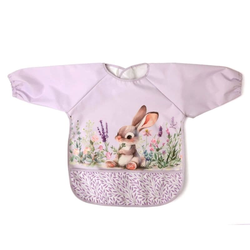 KIOKIDS Μακρυμάνικη Βρεφική Σαλιάρα Με Τσέπη Lavender Bunny (4+μηνών)
