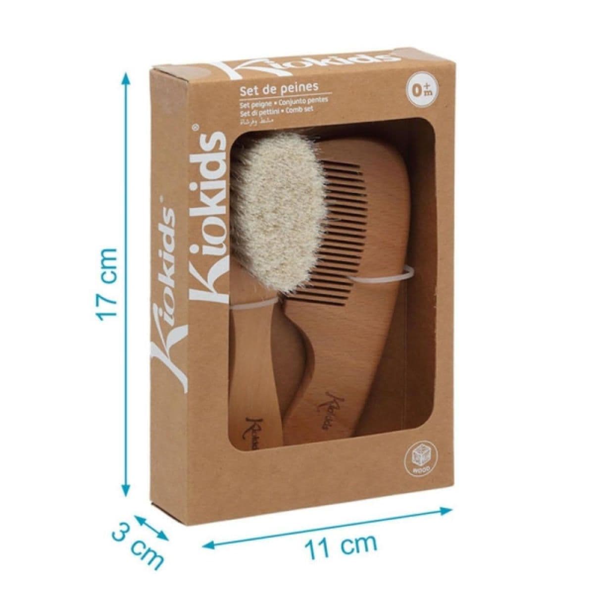 KIOKIDS Ξύλινη Βρεφική Βούρτσα Με Φυσική Τρίχα Και Χτένα (0+μηνών)