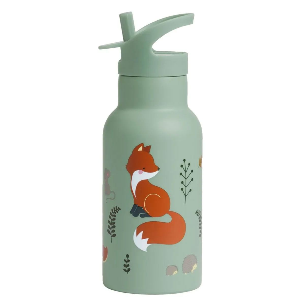 LITTLE LOVELY COMPANY Ανοξείδωτο Παγούρι Θερμός Με Καλαμάκι 350ml Forest Friends (3+ ετών)