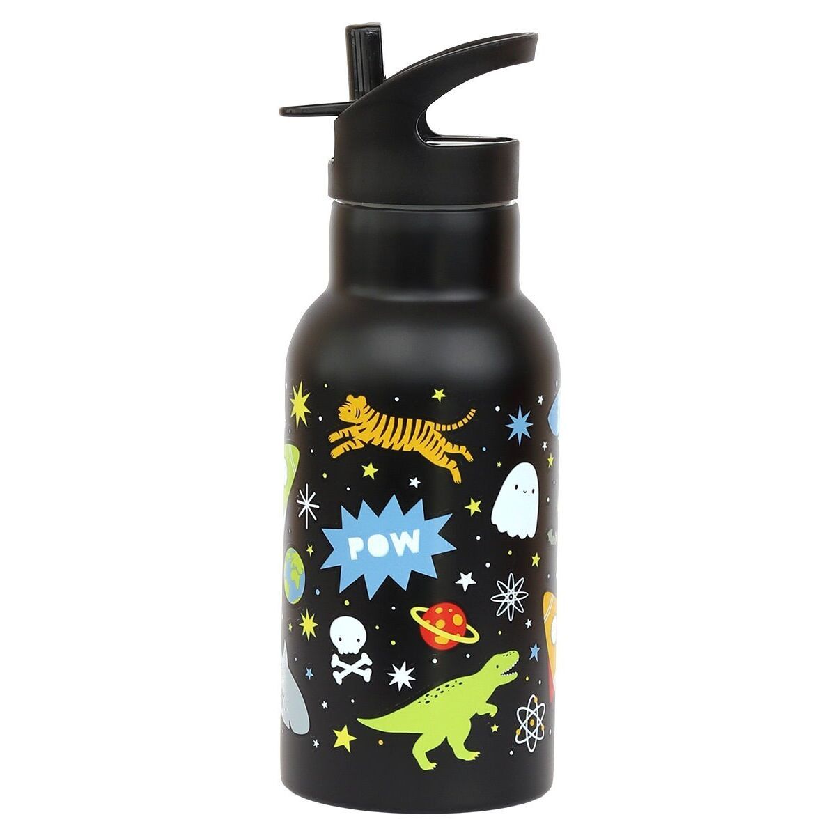 LITTLE LOVELY COMPANY Ανοξείδωτο Παγούρι Θερμός Με Καλαμάκι 350ml Galaxy (3+ ετών)