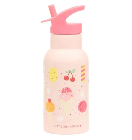 LITTLE LOVELY COMPANY Ανοξείδωτο Παγούρι Θερμός Με Καλαμάκι 350ml Ice Cream (3+ ετών)
