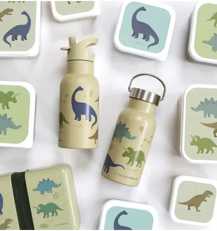 LITTLE LOVELY COMPANY Ανοξείδωτο Παγούρι Θερμός Με Καλαμάκι 350ml Dino (3+ ετών)