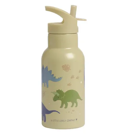 LITTLE LOVELY COMPANY Ανοξείδωτο Παγούρι Θερμός Με Καλαμάκι 350ml Dino (3+ ετών)