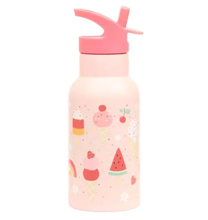 LITTLE LOVELY COMPANY Ανοξείδωτο Παγούρι Θερμός Με Καλαμάκι 350ml Ice Cream (3+ ετών)