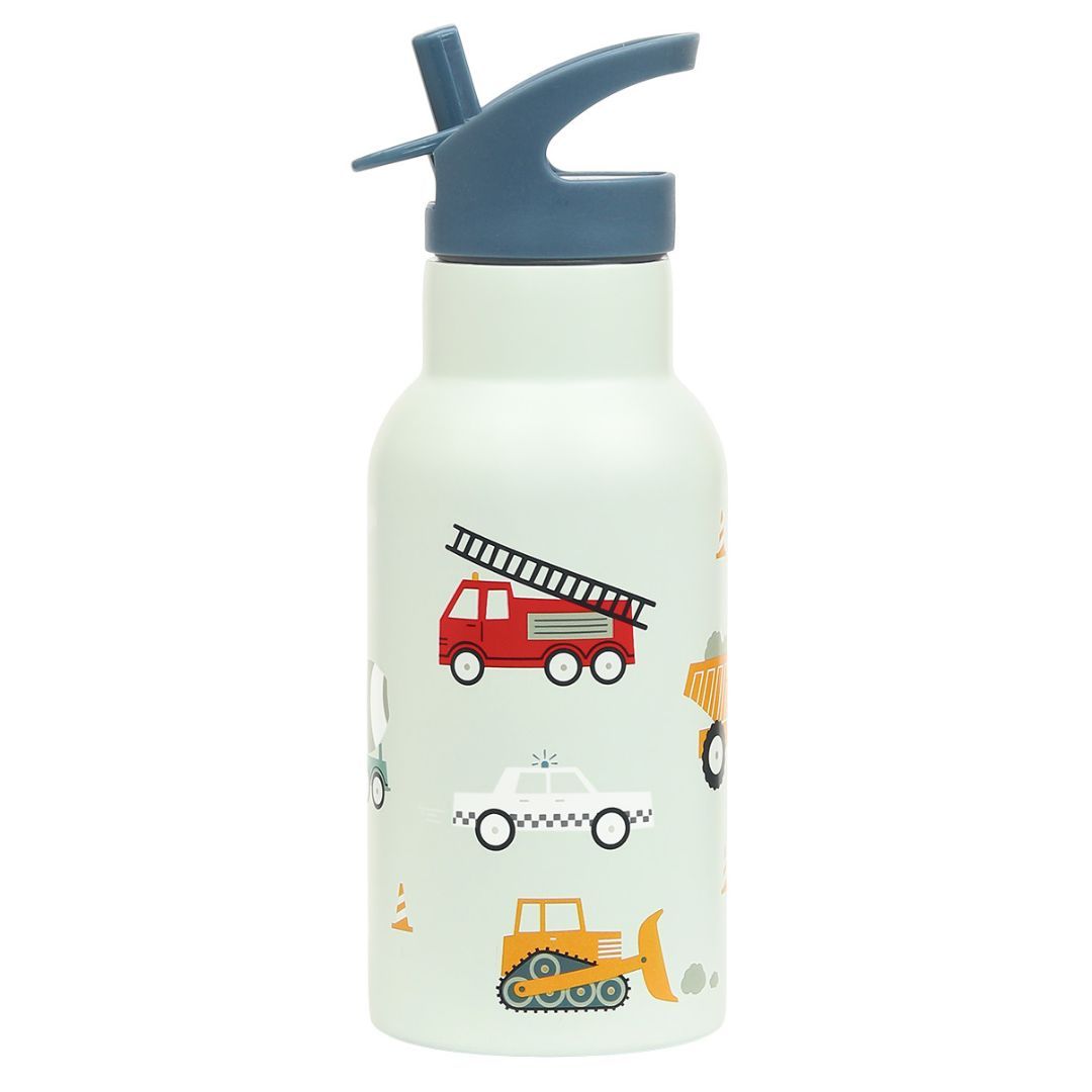 LITTLE LOVELY COMPANY Ανοξείδωτο Παγούρι Θερμός Με Καλαμάκι 350ml Vehicles (3+ ετών)