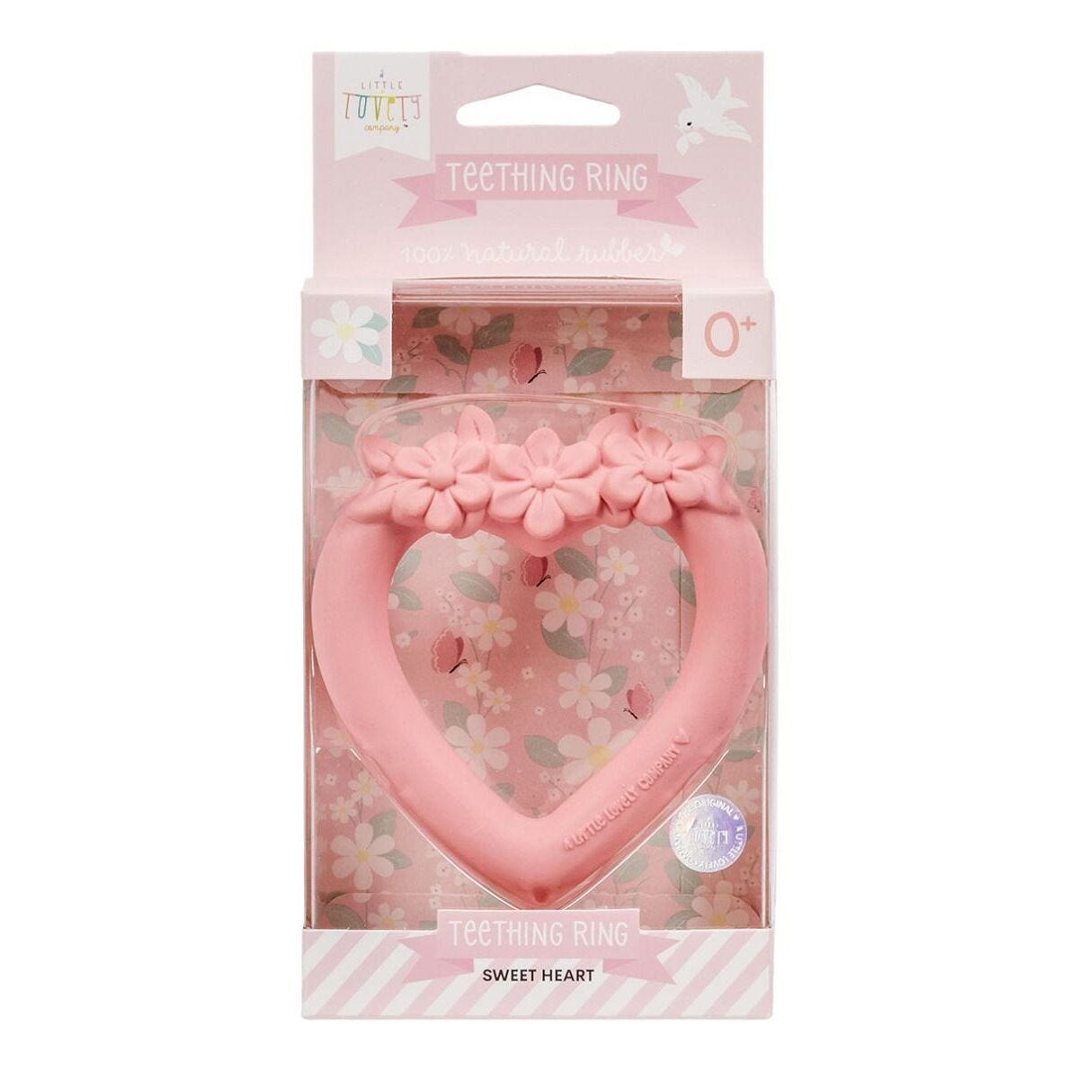 LITTLE LOVELY COMPANY Μασητικός Δαχτύλιος Οδοντοφυΐας Latex Sweet Heart (0+ μηνών)