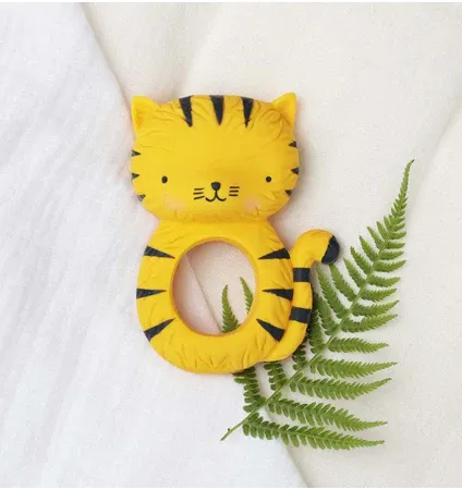 LITTLE LOVELY COMPANY Μασητικός Δαχτύλιος Οδοντοφυΐας Latex Tiger (0+ μηνών)