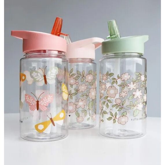 LITTLE LOVELY COMPANY Παιδικό Παγούρι Με Καλαμάκι Butterflies 450ml (12+ μηνών)