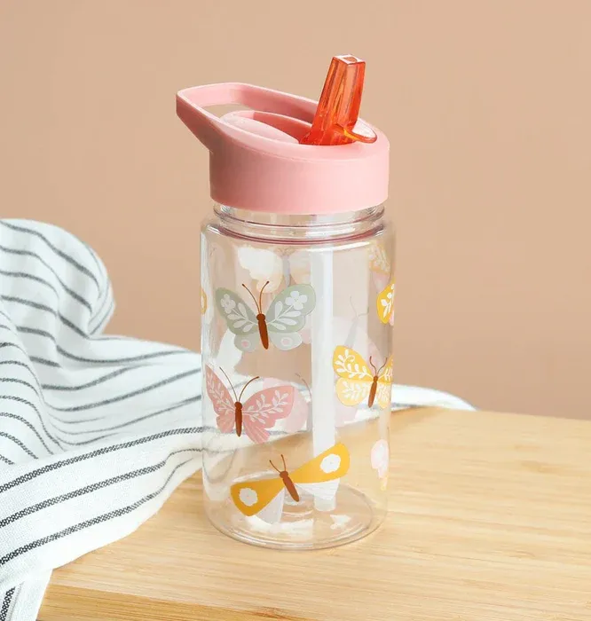 LITTLE LOVELY COMPANY Παιδικό Παγούρι Με Καλαμάκι Butterflies 450ml (12+ μηνών)