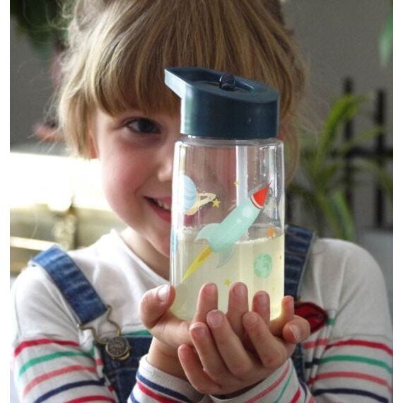 LITTLE LOVELY COMPANY Παιδικό Παγούρι Με Καλαμάκι Space 450ml (12+ μηνών)
