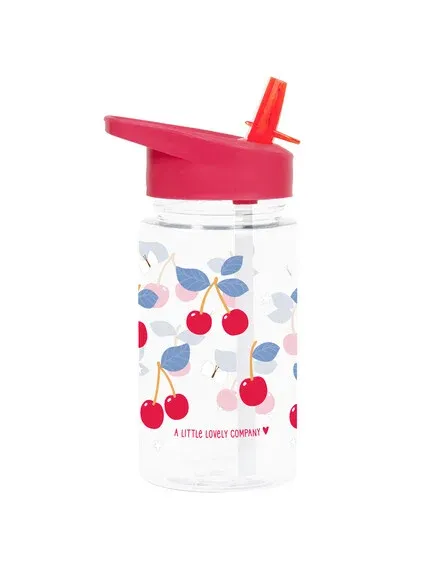 LITTLE LOVELY COMPANY Παιδικό Παγούρι Με Καλαμάκι Cherries 450ml (12+ μηνών)