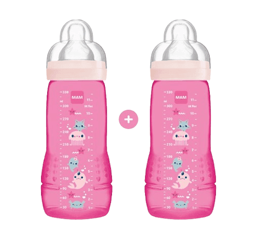MAM Πλαστικό Μπιμπερό Easy Active Girl 330ml (Double) (4+ μηνών)