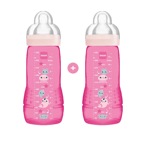 MAM Πλαστικό Μπιμπερό Easy Active Girl 330ml (Double) (4+ μηνών)