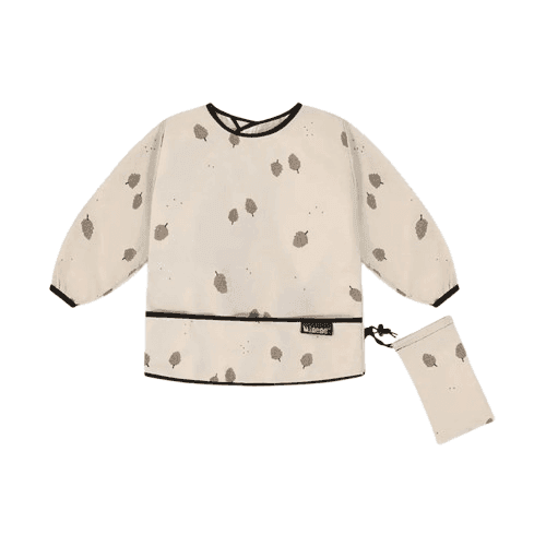 MINENE Μακρυμάνικη Αδιάβροχη Σαλιάρα Με Τσέπη Pine Cones Beige (6+ μηνών)