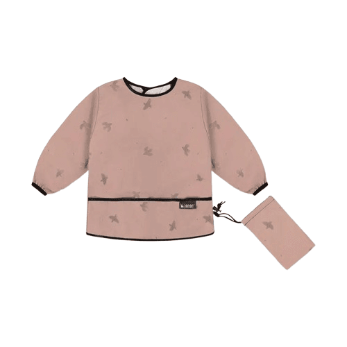 MINENE Μακρυμάνικη Αδιάβροχη Σαλιάρα Με Τσέπη Antique Pink (6+ μηνών)