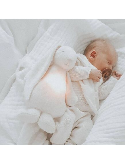 MOONIE Μουσικό Επαναφορτιζόμενο Παιχνίδι Ύπνου Με Λευκούς Ήχους Λαγουδάκι Cream Bunny
