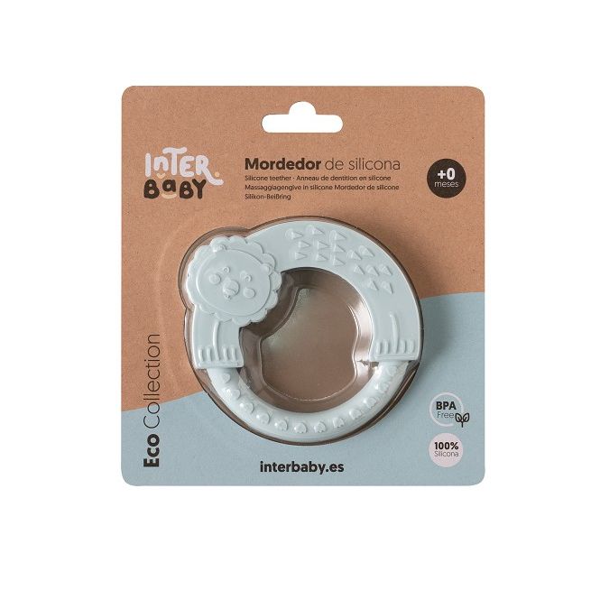INTERBABY Μασητικό Σιλικόνης Lion Grey Blue (0+ μηνών)