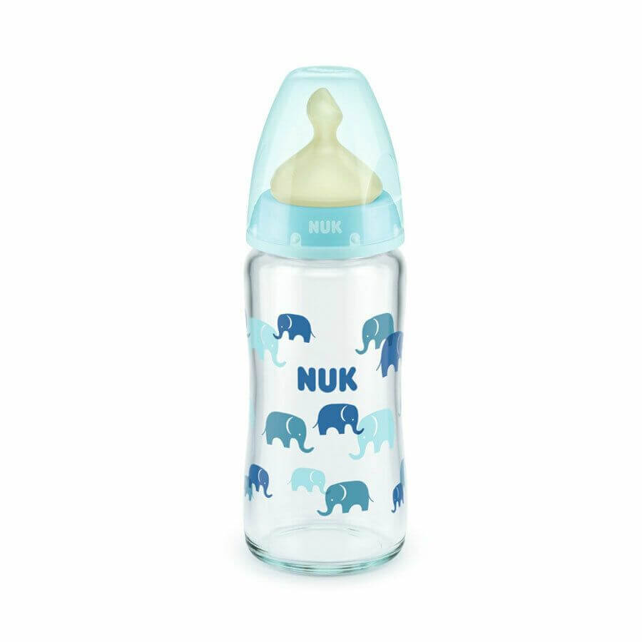 NUK Γυάλινο Μπιμπερό First Choice Plus Latex 240ml (0-6 μηνών)