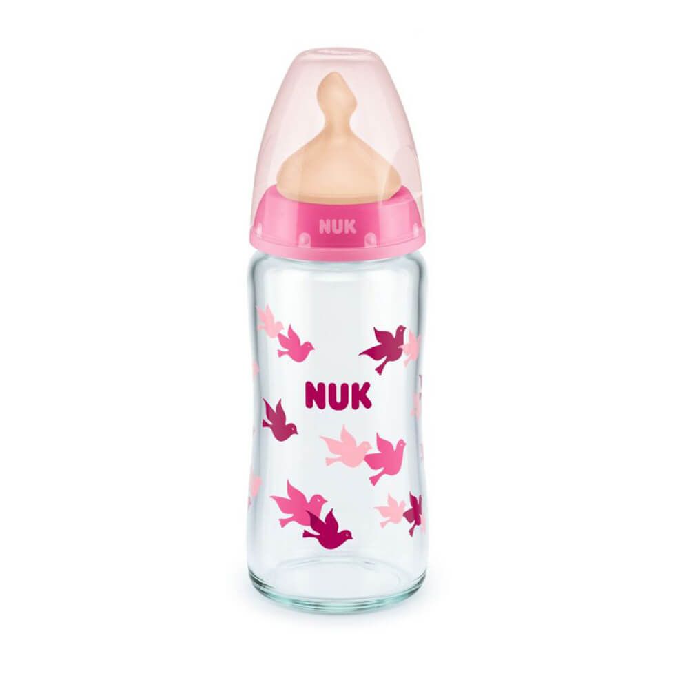 NUK Γυάλινο Μπιμπερό First Choice Plus Latex 240ml (0-6 μηνών)