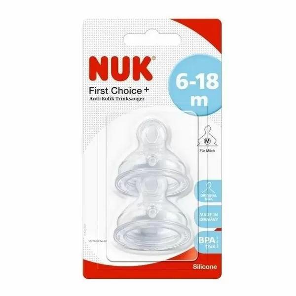 NUK Θηλές Σιλικόνης First Choice Plus Μεσαία Οπή (6-18 μηνών)