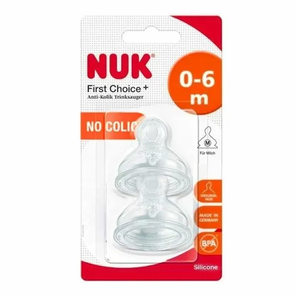 NUK Θηλές Σιλικόνης First Choice Plus Μεσαία Οπή (0-6 μηνών)