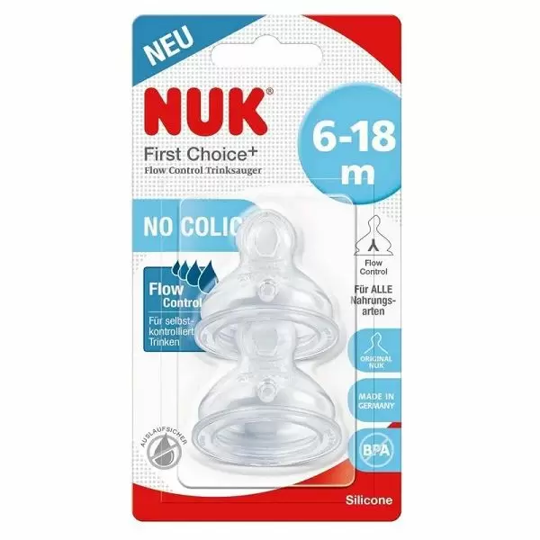 NUK Θηλές Σιλικόνης First Choice Plus Μεγάλη Οπή Flow Control (6-18 μηνών)