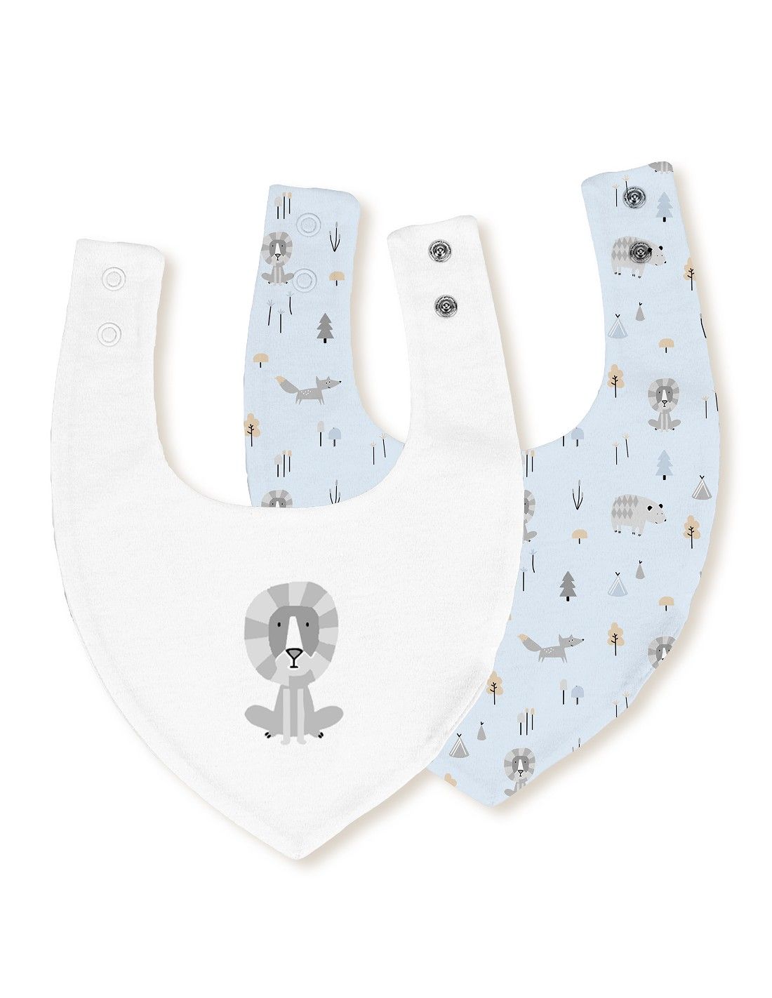 INTERBABY Σετ Βρεφικές Αδιάβροχες Σαλιάρες Μπαντάνα Bamboo Fox Azul (0+ μηνών)