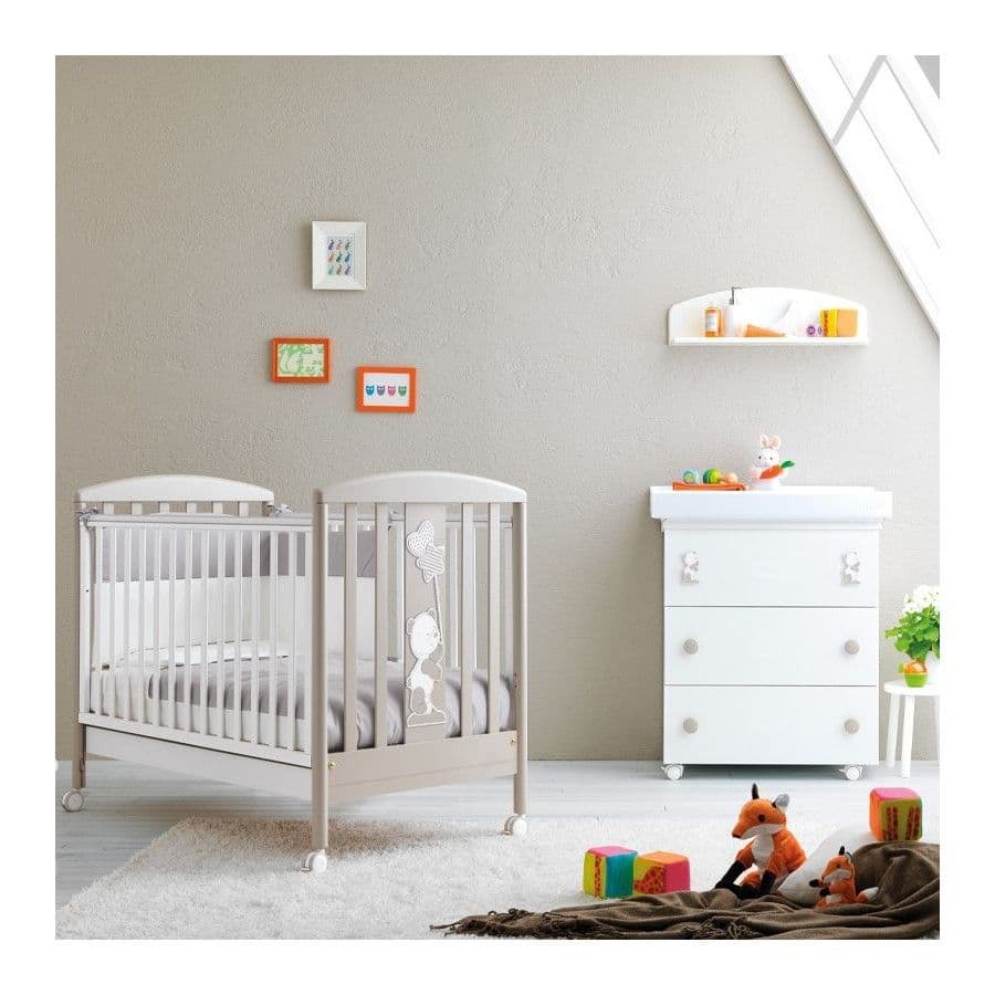 PALI Βρεφικό Κρεβάτι Με Συρτάρι Orsetto Bianco Tortora