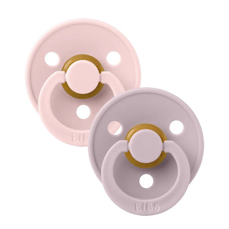 BIBS Σετ Στρογγυλές Πιπίλες Latex Colour Blossom/Dusty Lilac (0-6 μηνών)