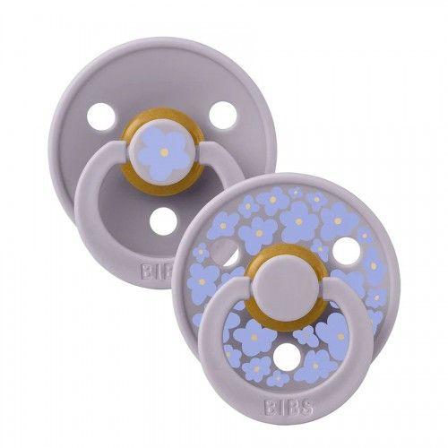 BIBS Σετ Στρογγυλές Πιπίλες Latex Studio Colour Jasmine Fossil Grey Mix (6-18 μηνών)