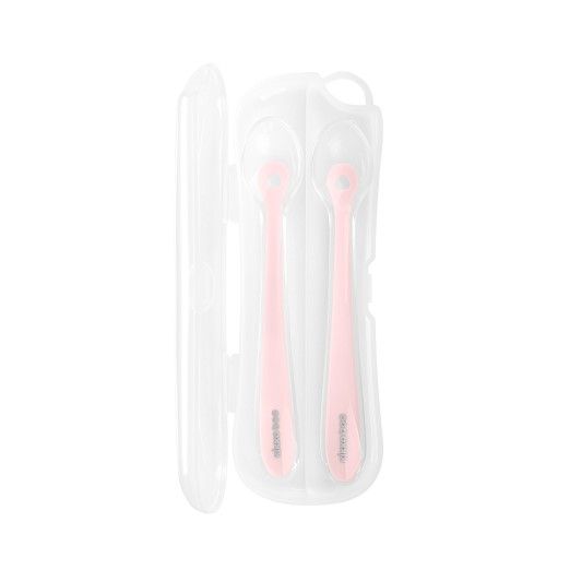KIKKA BOO Σετ Βρεφικά Κουταλάκια Σιλικόνης Με Θήκη Pink (4+ μηνών)