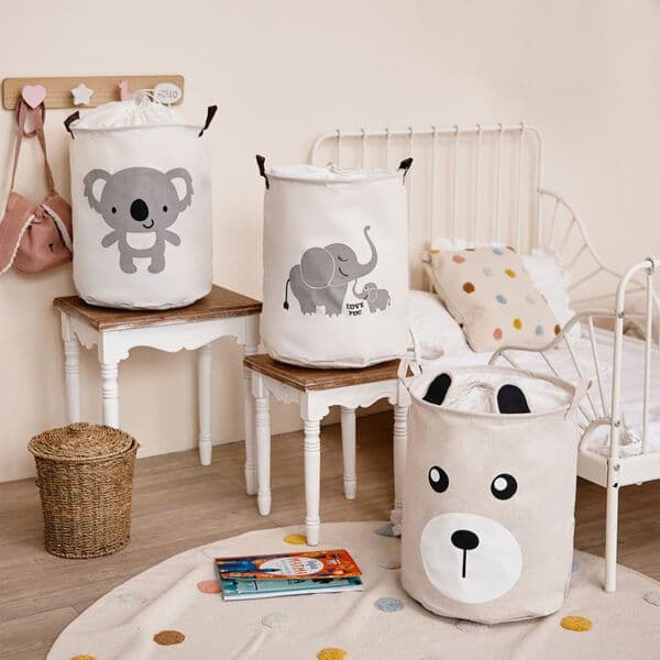 SIPO Στρογγυλό Καλάθι Αποθήκευσης Παιχνιδιών Ελεφαντάκι (43L)