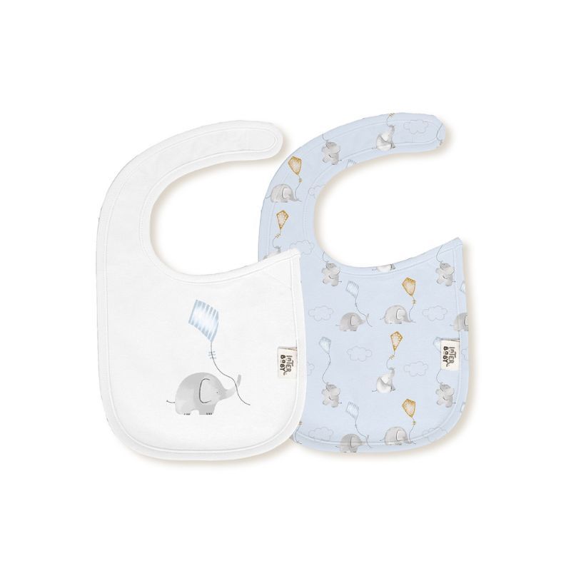 INTERBABY Σετ Βρεφικές Υφασμάτινες Αδιάβροχες Σαλιάρες Bamboo Elephant Azul (0+ μηνών)