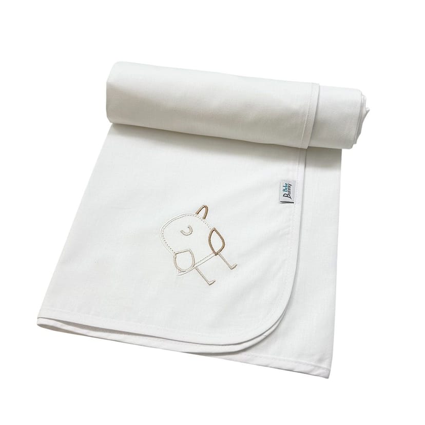 BUNNY BEBE Πάνα Αγκαλιάς Μωρού Χασέ Με Κέντημα White