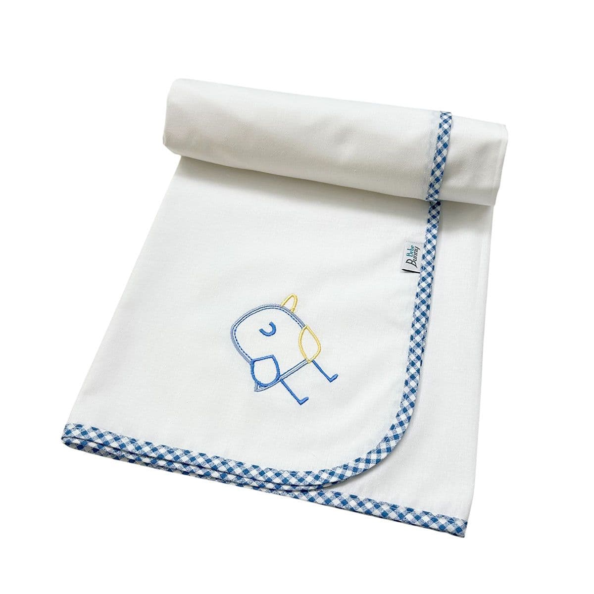 BUNNY BEBE Πάνα Αγκαλιάς Μωρού Χασέ Με Κέντημα Blue