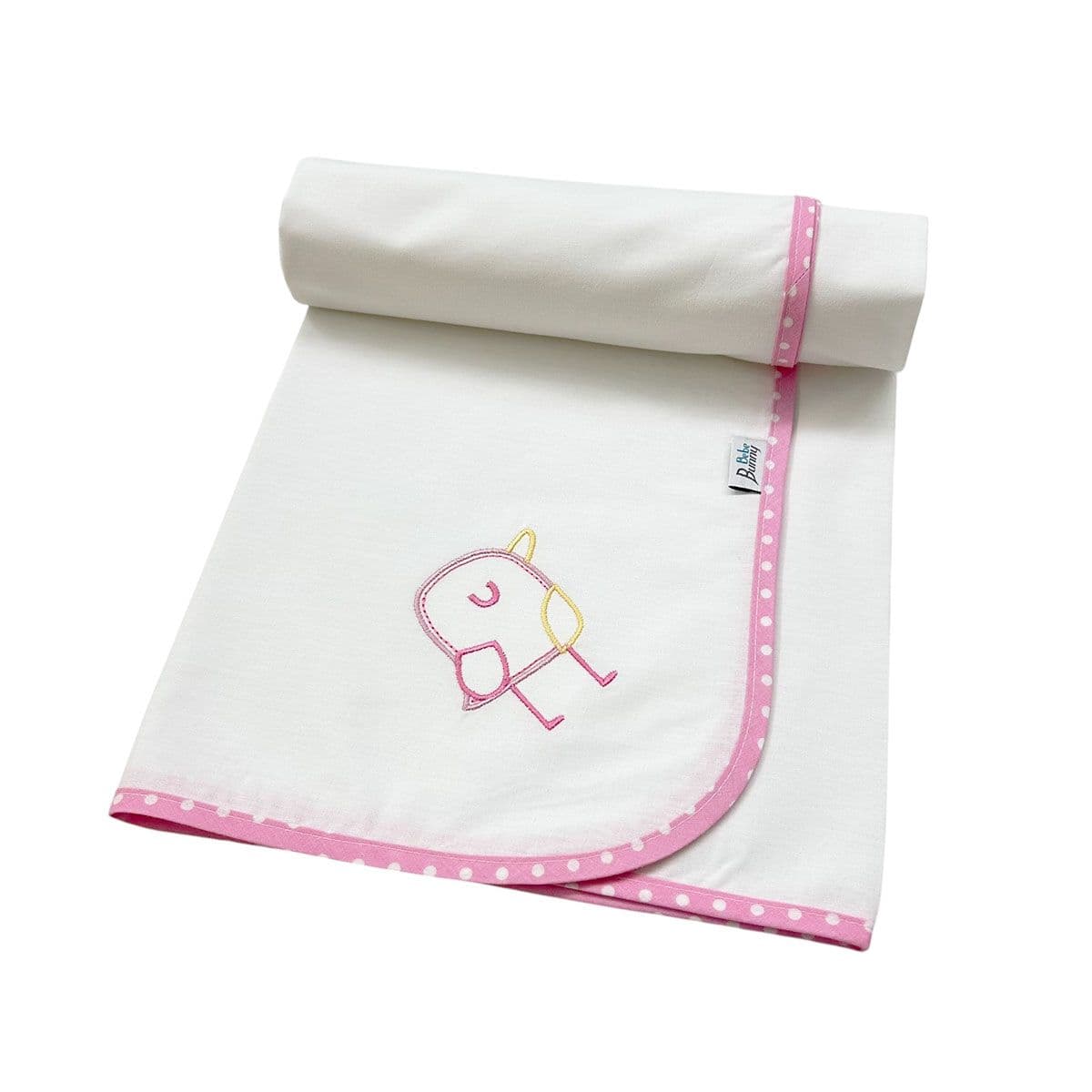 BUNNY BEBE Πάνα Αγκαλιάς Μωρού Χασέ Με Κέντημα Pink